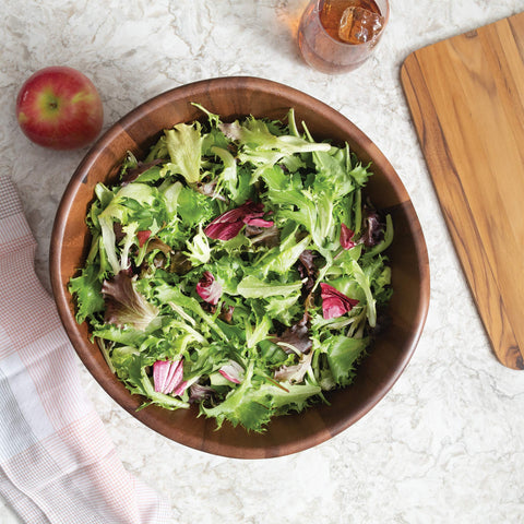 Lipper International acacia wavy bowl serving enhances salads and shared dishes.