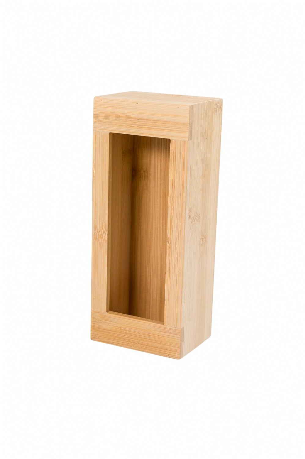 Lipper International bamboo kitchen organizer on the counter showcases eco-friendly material.