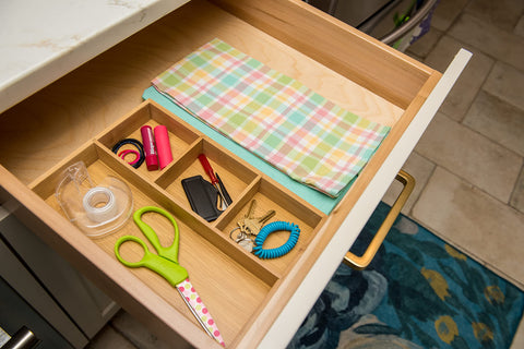 Lipper International bamboo tray for desk supplies and quick reach.