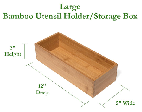 Lipper International Bamboo Wood Utensil Holder in-drawer view for compact storage efficiency.