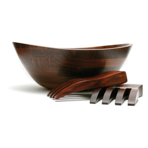 Lipper International cherry finish centerpiece bowl enhances table decor.