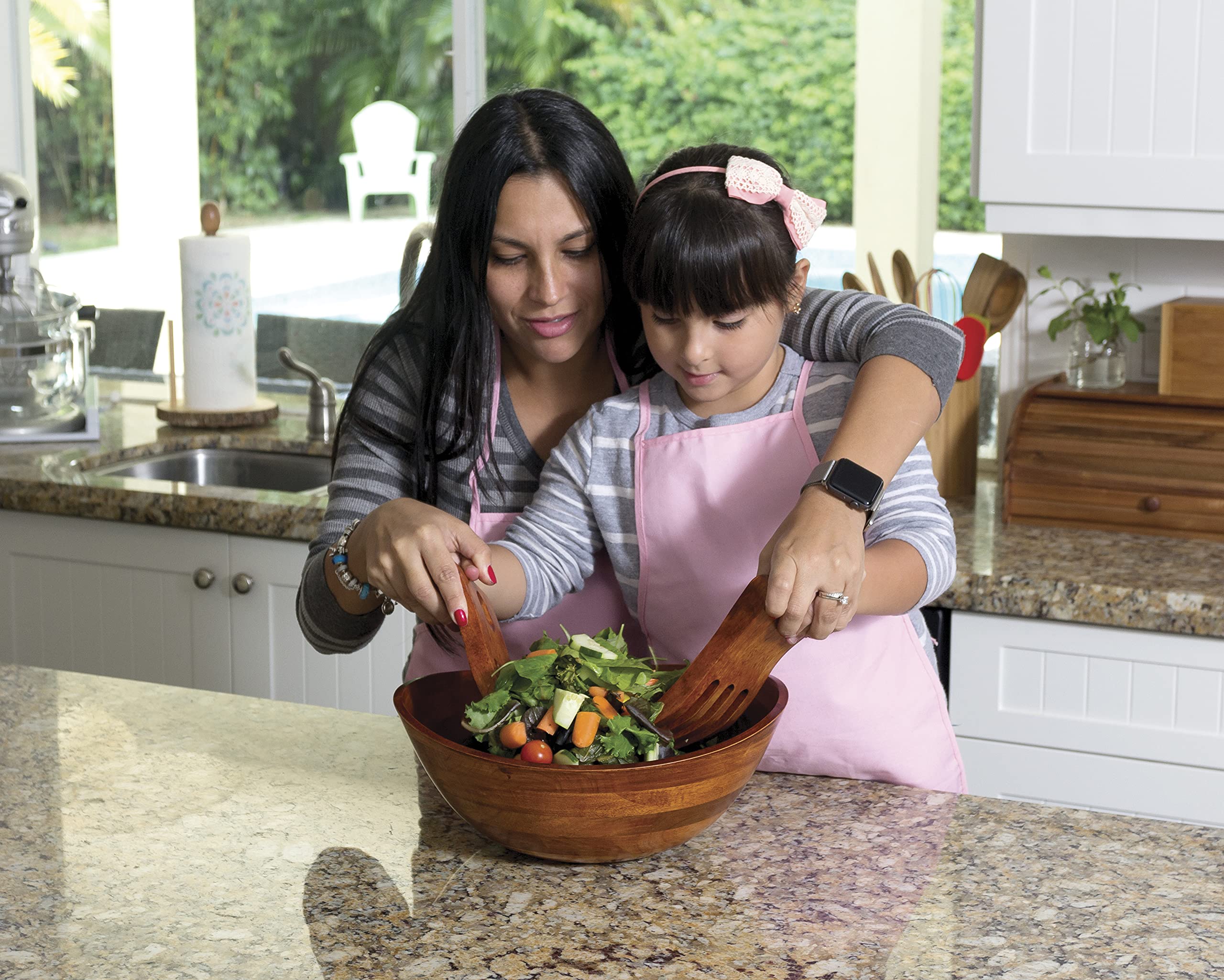 Lipper International cherry finished salad hands for easy serving and presentation.