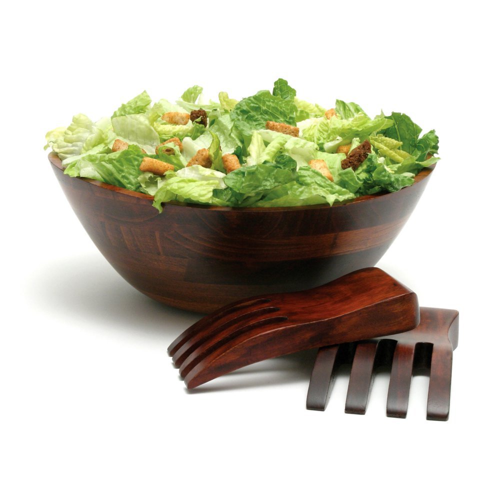 Lipper International cherry finished wavy rim bowl, ideal for salads and fruit.