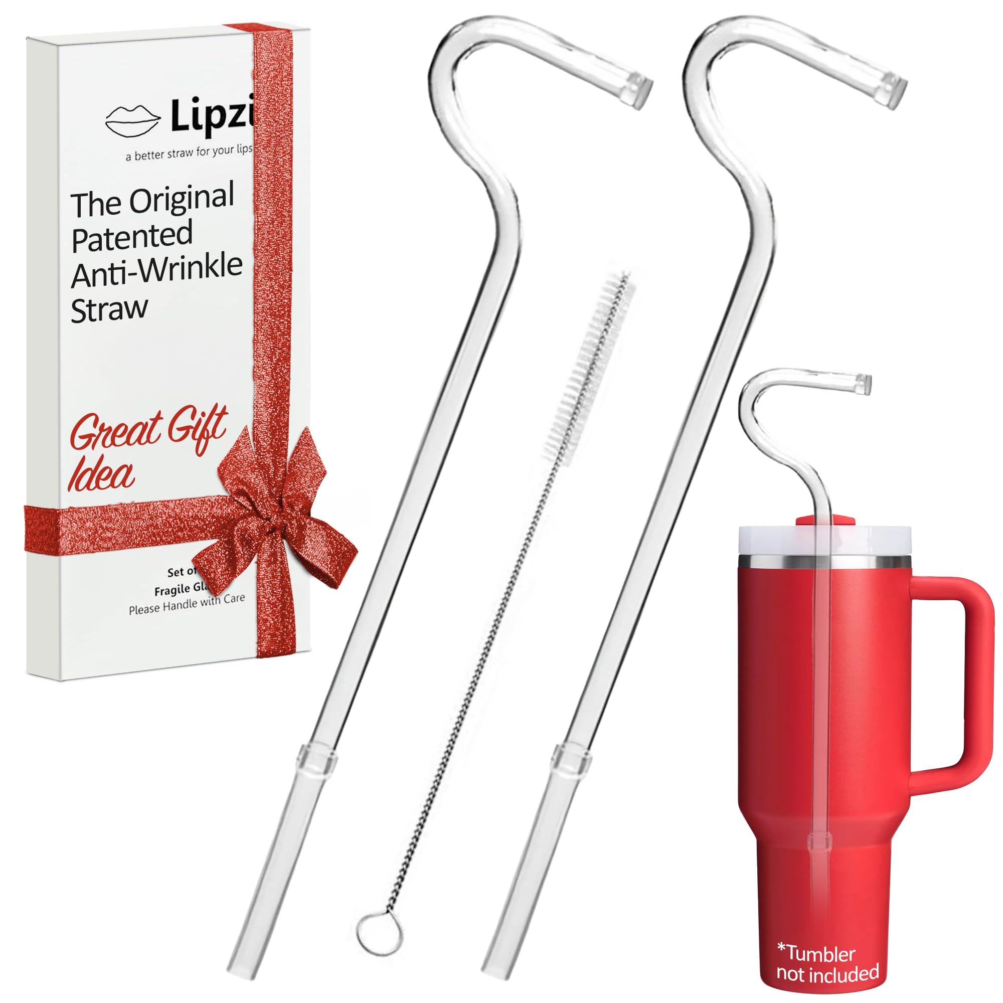 Lipzi anti-wrinkle straw with curved design for smoother sipping