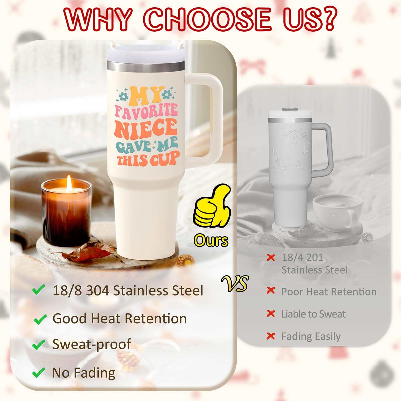 LiqCool Aunt Tumbler 40oz cream gift-packaging scene signals a thoughtful present.