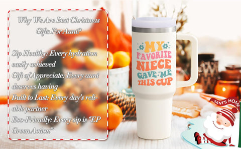 LiqCool 40oz Aunt Tumbler cream side view highlights durable daily use.