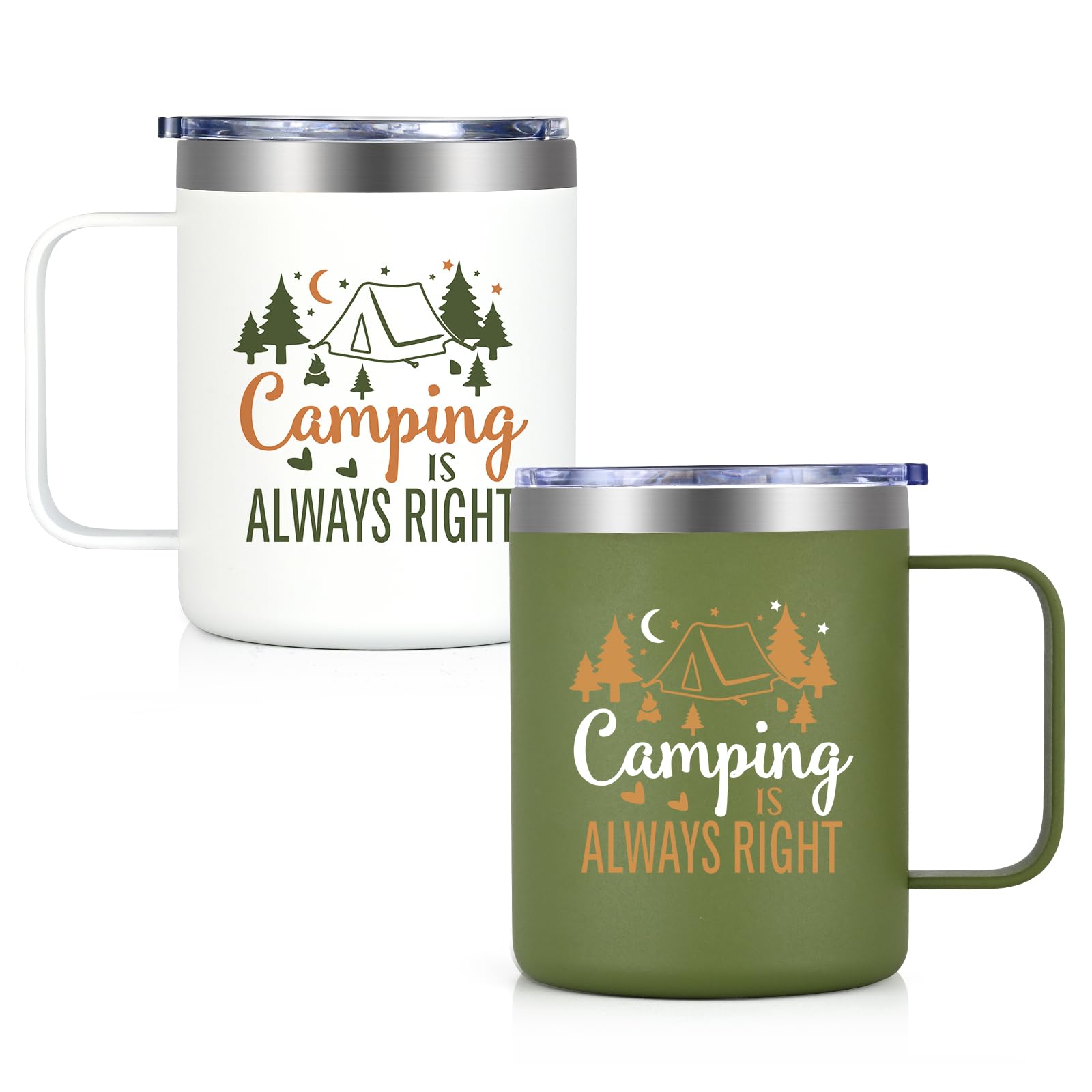 LiqCool camping mugs set in forest green and white for versatile outdoor sipping