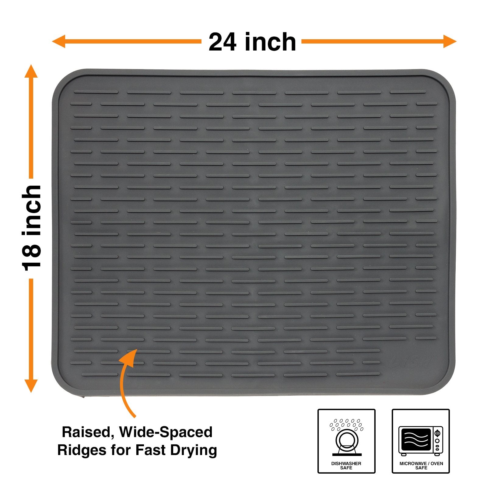 LISH XXL mat shows high side walls to prevent water spills on counters