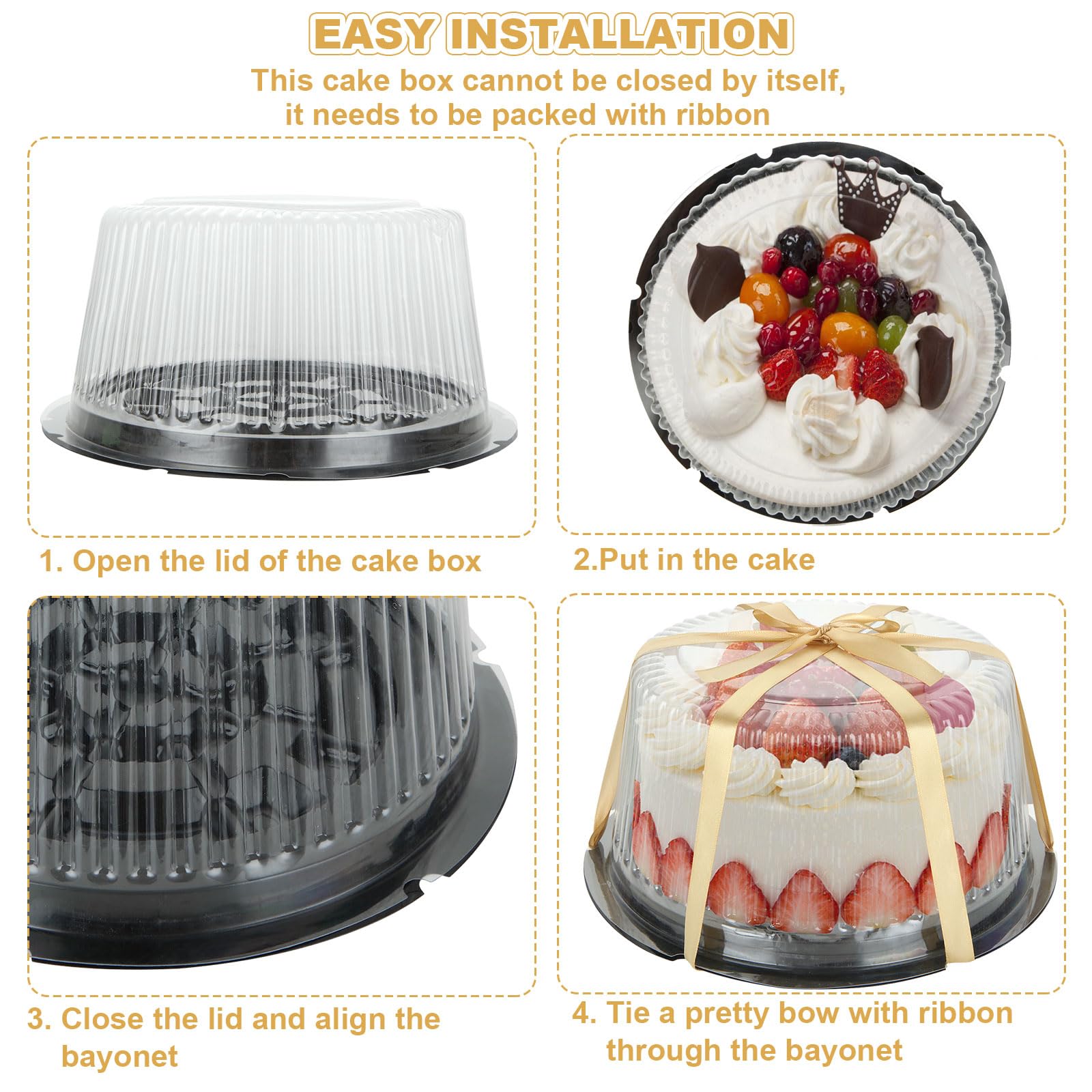 LISHINE usable 10-inch cake container fits two to three layers