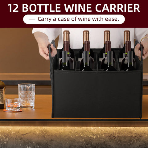 LITLANDSTAR wine carrier side view highlights sturdy reinforced handle for easy carrying