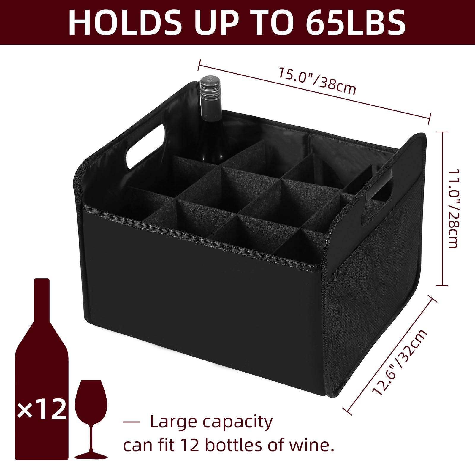 LITLANDSTAR wine carrier top view emphasizes compact, flat storage when not in use