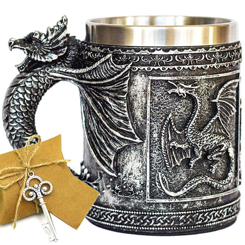 LitLife medieval dragon mug side view, a striking centerpiece for game nights.