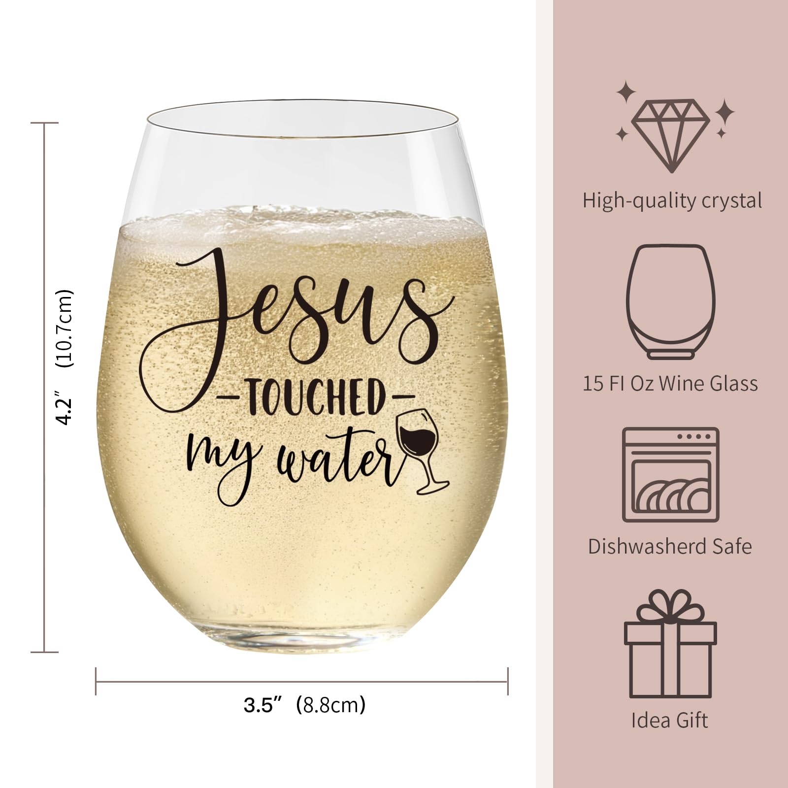 LittleBIGGER wine glass 15oz close-up showing stemless design and gift appeal