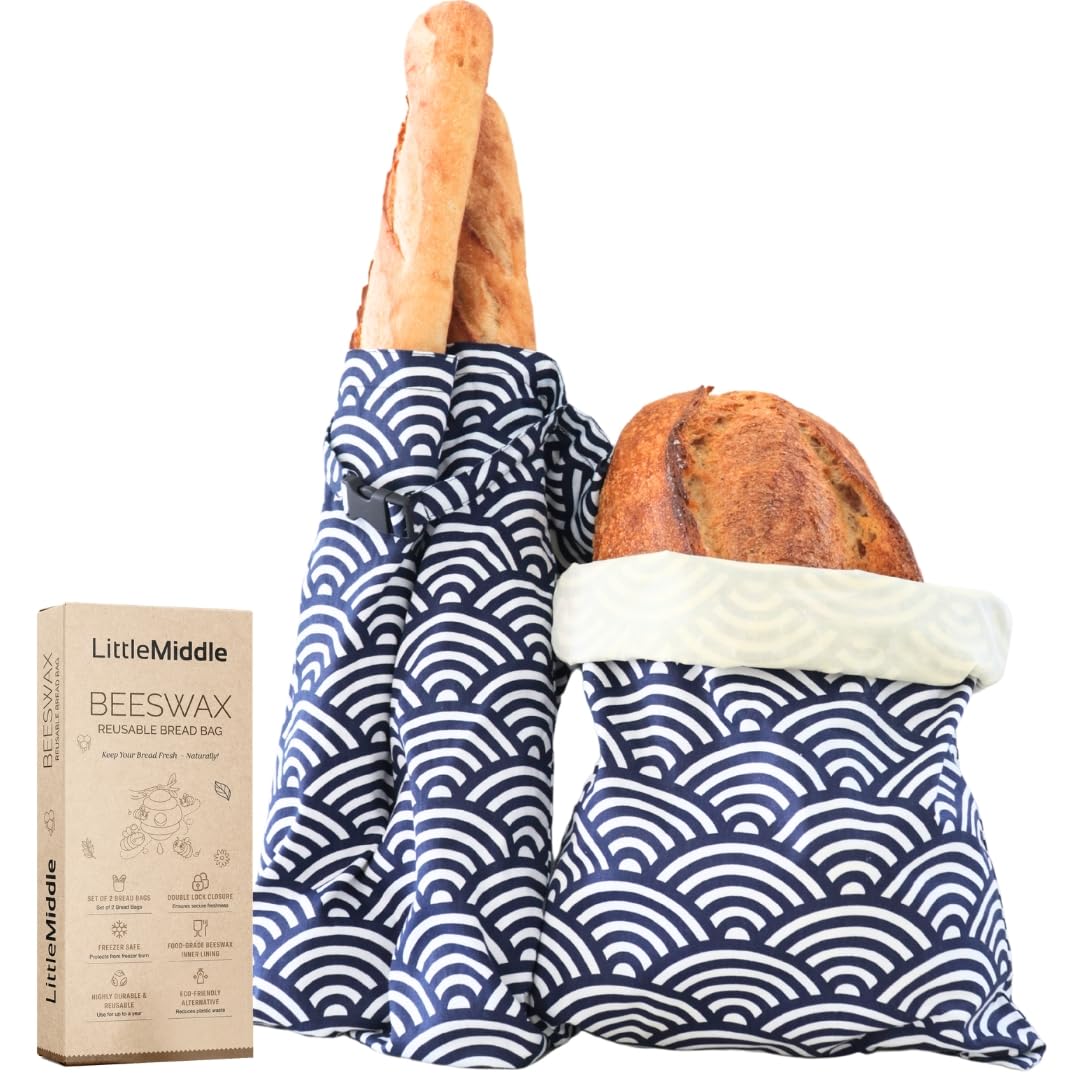 LittleMiddle beeswax bread bag sourdough loaf in bag