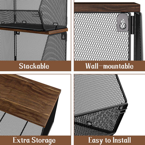 Litwaro stackable wire basket foldable design saving space in a busy kitchen