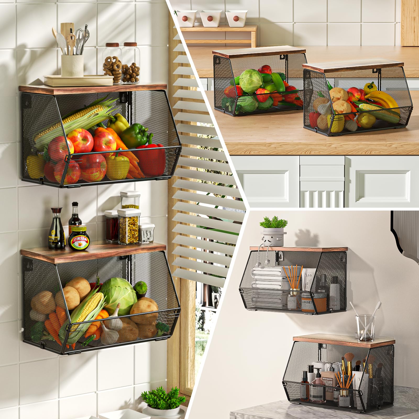 Litwaro wood lid top storage keeps items neatly covered and protected