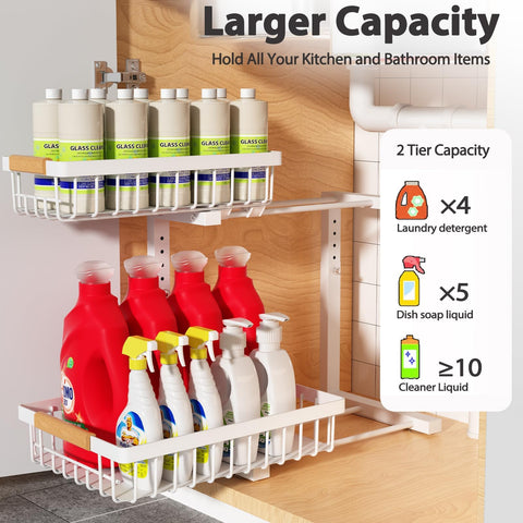 Liuoud 2-tier drawers slide smoothly for easy reach to contents.