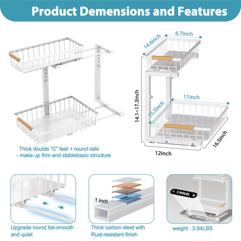 Liuoud upper and lower baskets maximize vertical storage efficiently.