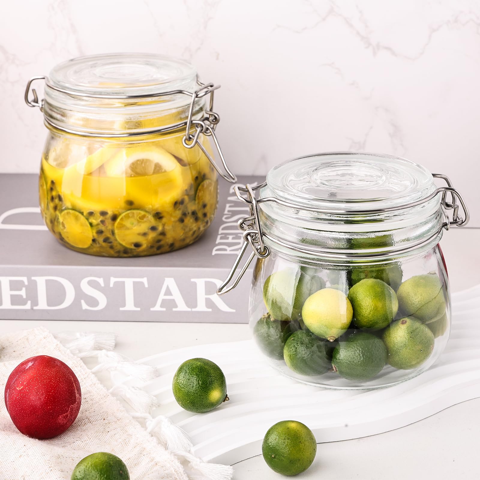 Liuruiyu six-pack round glass jars ideal for pantry organization