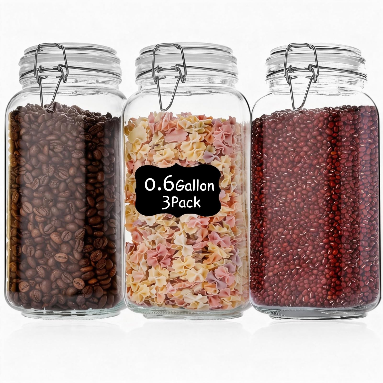 Liuruiyu 78oz glass storage jar with square mouth for easy filling and scooping