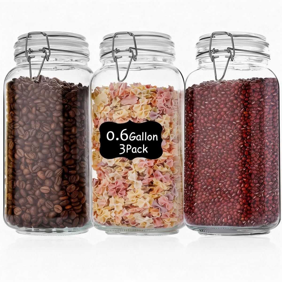 Liuruiyu 78oz glass storage jar with square mouth for easy filling and scooping