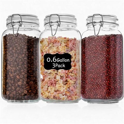 Liuruiyu 78oz glass storage jar with square mouth for easy filling and scooping