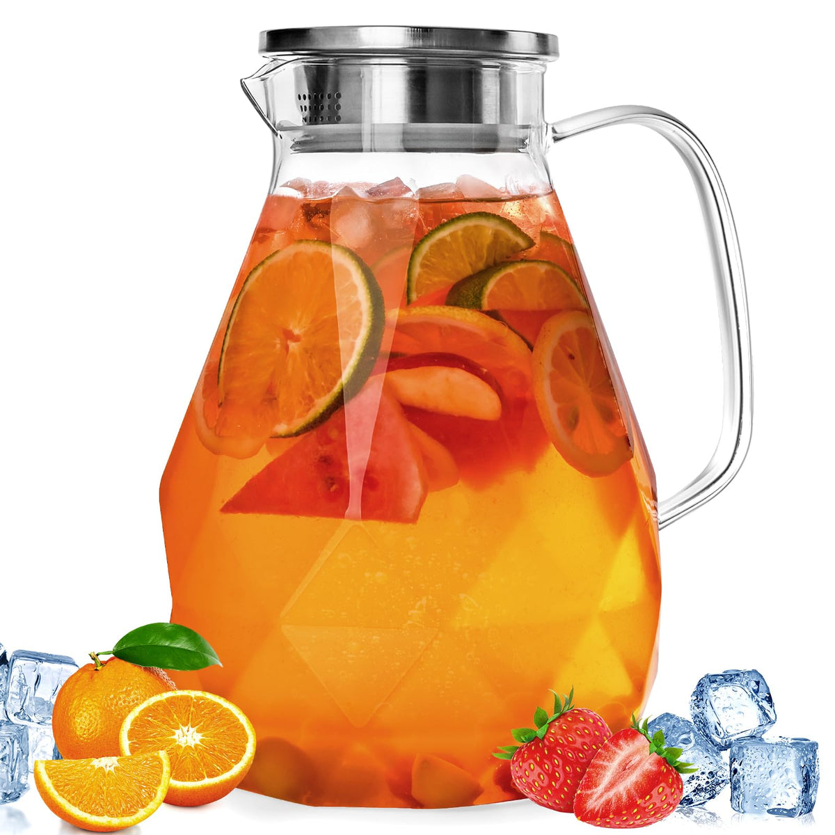 Liuruiyu glass pitcher with lid and 1-gallon capacity for parties.