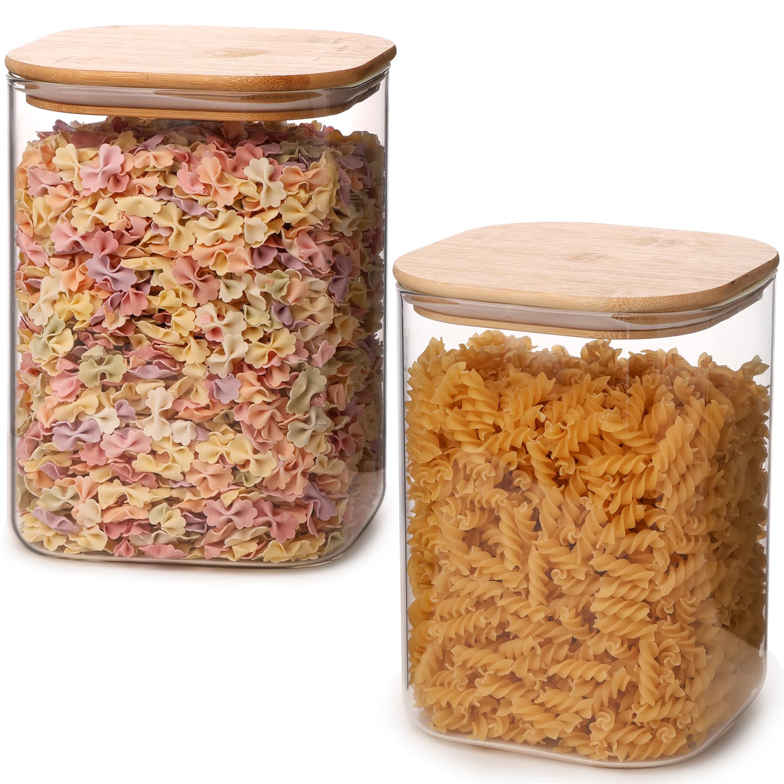 Liuruiyu glass storage jar square 2-pack with airtight lid keeps snacks fresh