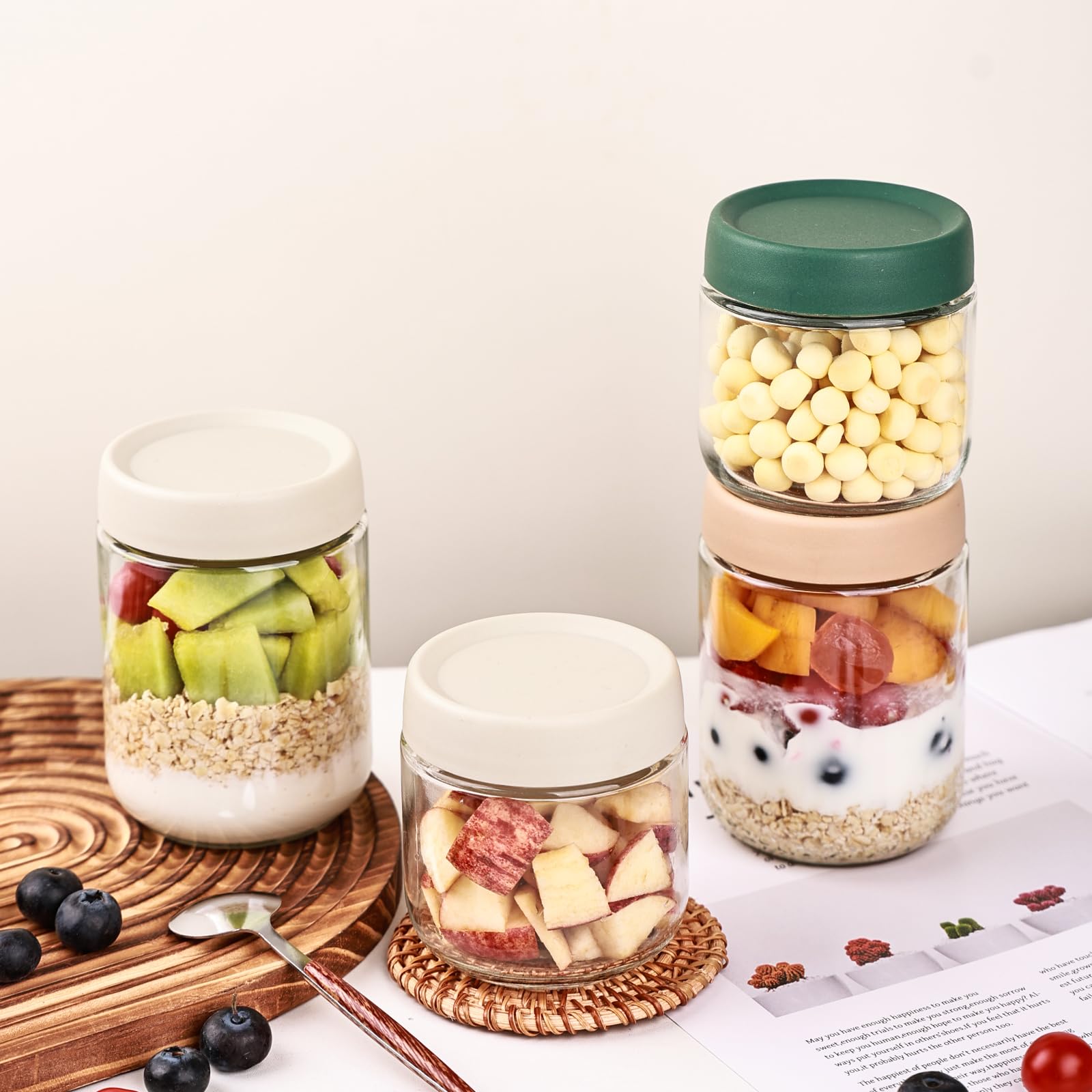 Liuruiyu on-the-go meal prep jars ready for work or travel.