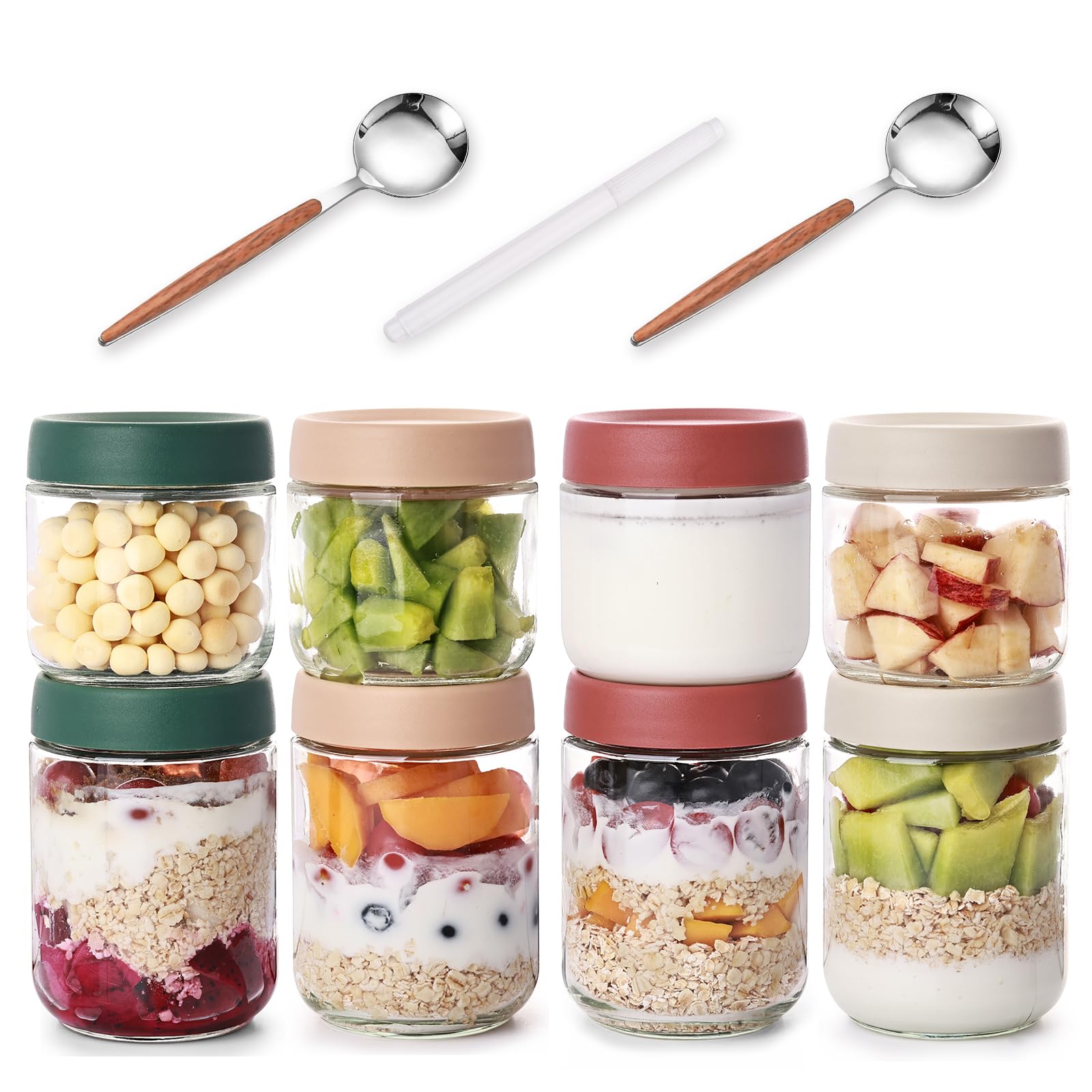Liuruiyu overnight oats containers 8-pack for versatile meal prep.