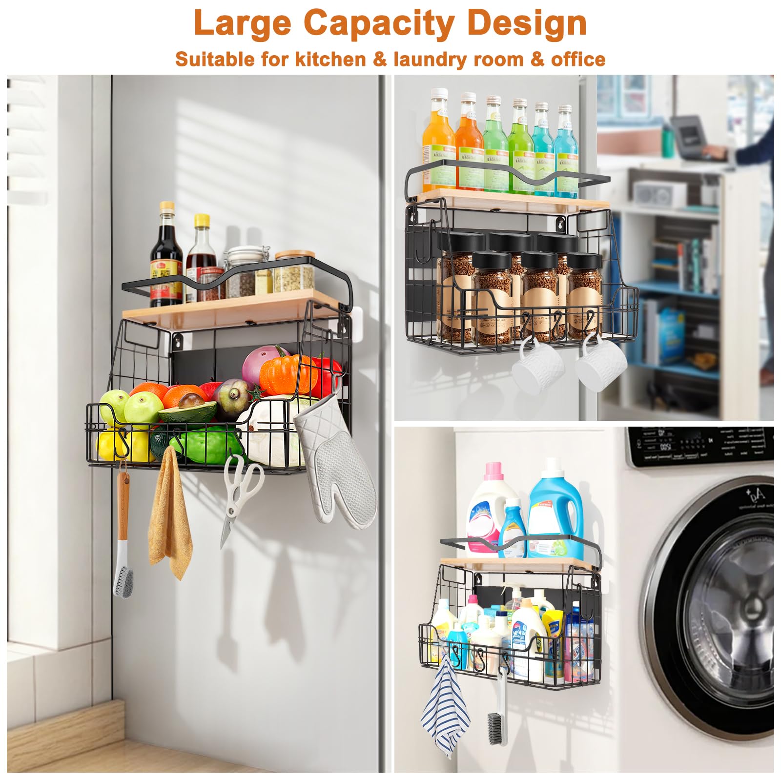 Livabber bamboo shelf with guardrail protects contents from tipping
