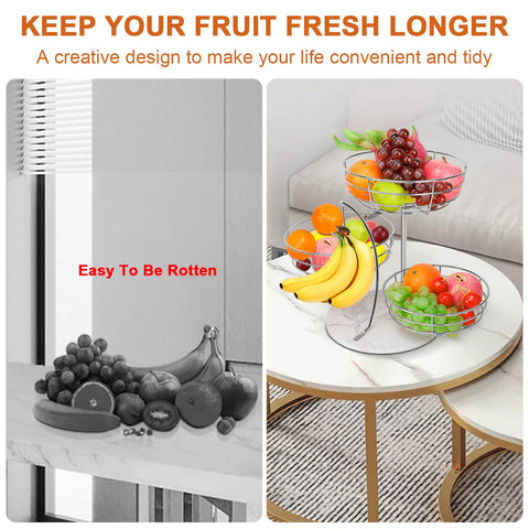 Livabber banana hanger keeps bananas upright and separated from other fruit.