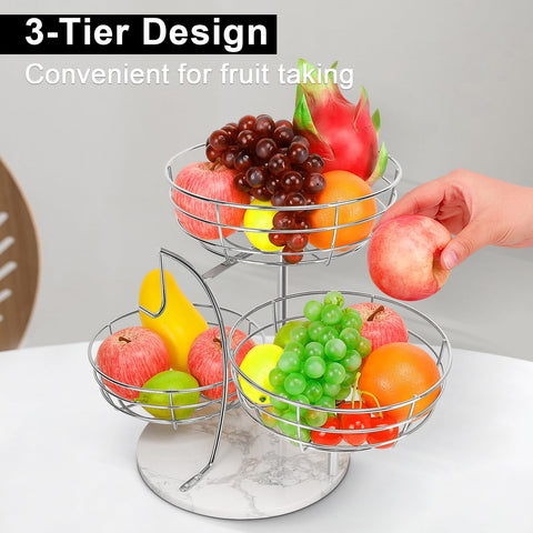 Livabber chrome fruit storage with space for bread and snacks.