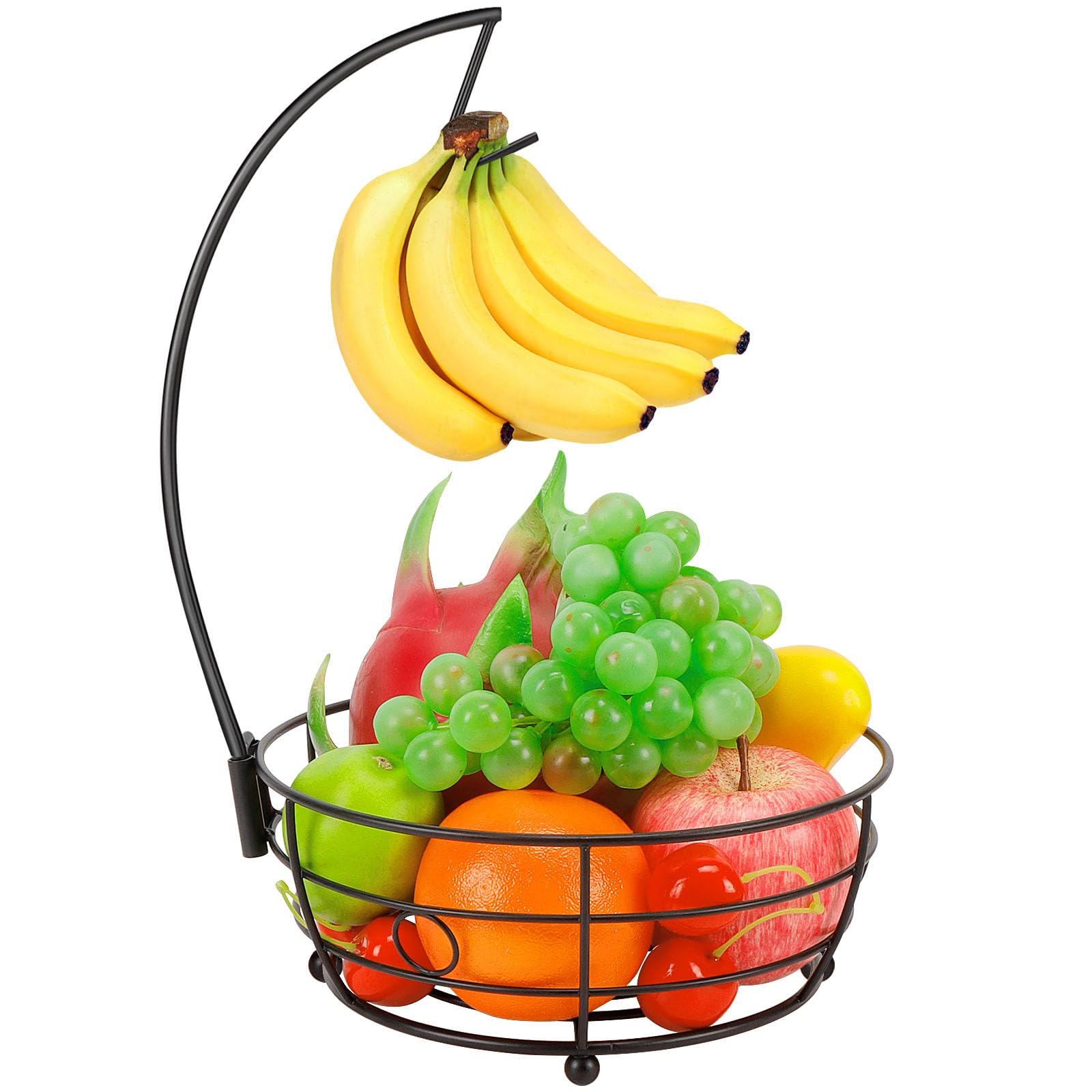 Livabber countertop fruit basket with banana hanger keeping bananas fresh and neatly organized.