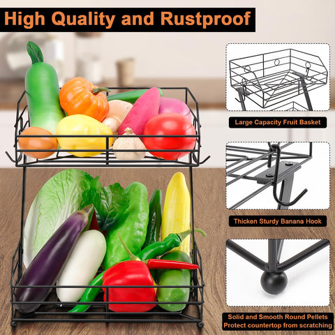 Livabber countertop wire storage keeps produce visible and airy for easy handling.