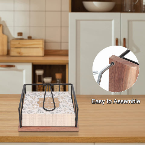 Livabber napkin dispenser sits freestanding, no installation required for quick setup.