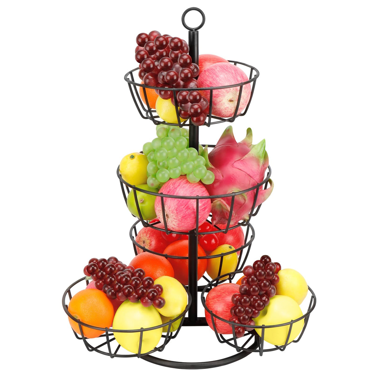 Livabber 5-tier fruit basket full view shows organized produce on the counter