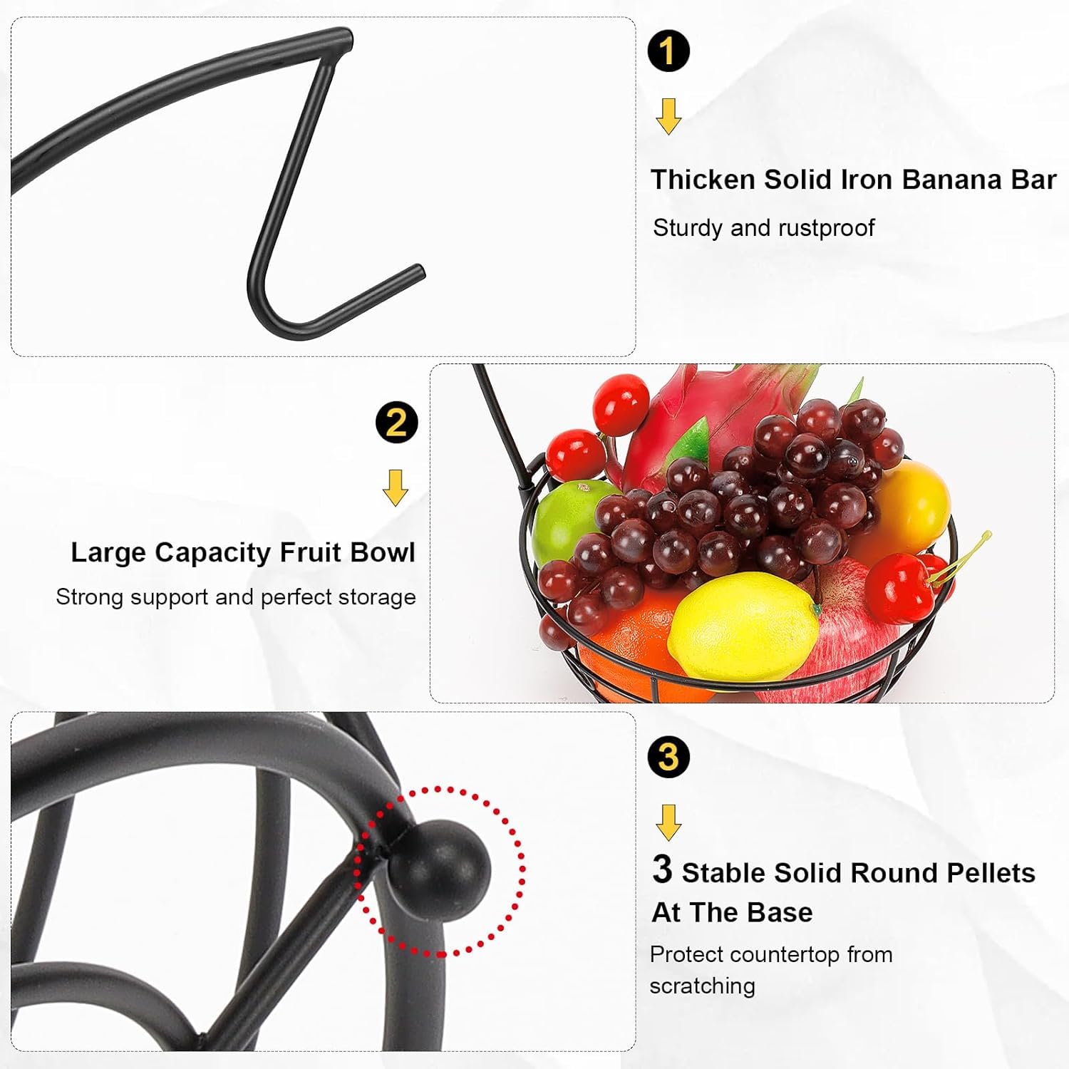 Livabber fruit basket holds apples, pears, and oranges for easy access.