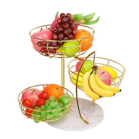 Livabber fruit basket with banana hanger on kitchen counter for organized produce