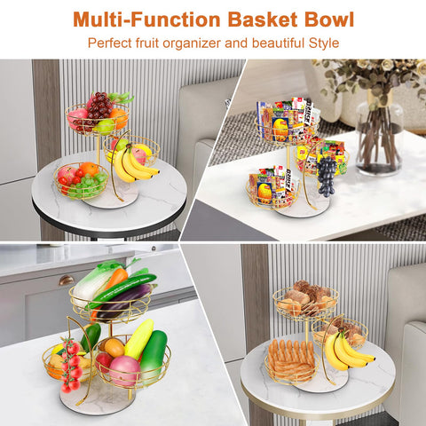 Fruit, vegetables, bread, and snacks neatly arranged on Livabber rack