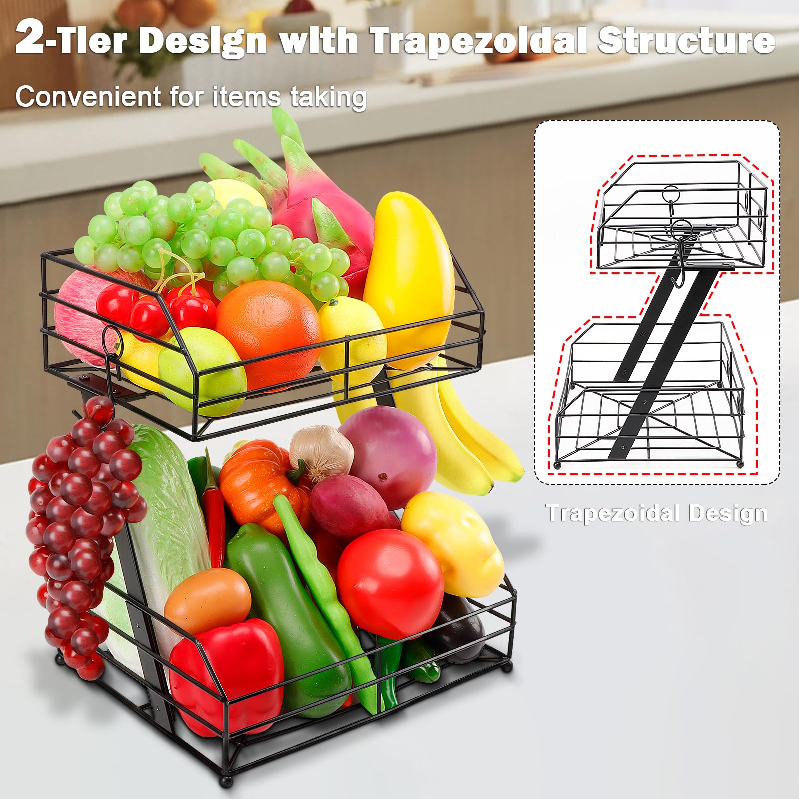 Livabber metal fruit storage basket in black adds durability to your counter space.