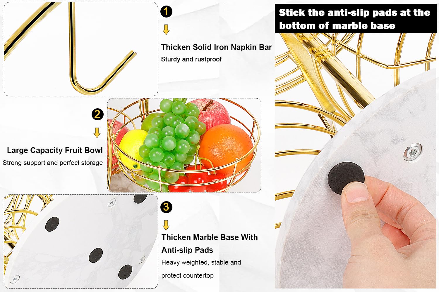 Metal fruit storage stand is rustproof and durable for daily use