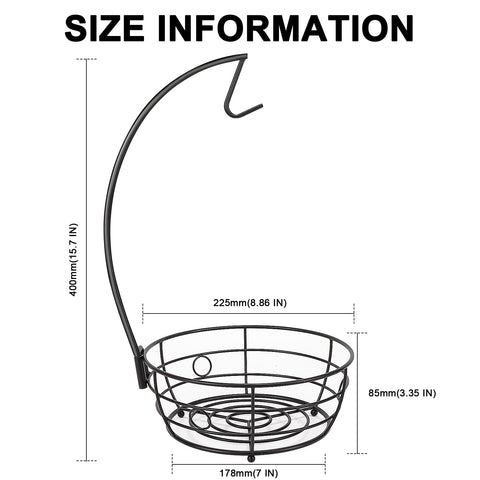 Livabber round black metal stand adds modern style while stabilizing the fruit display.