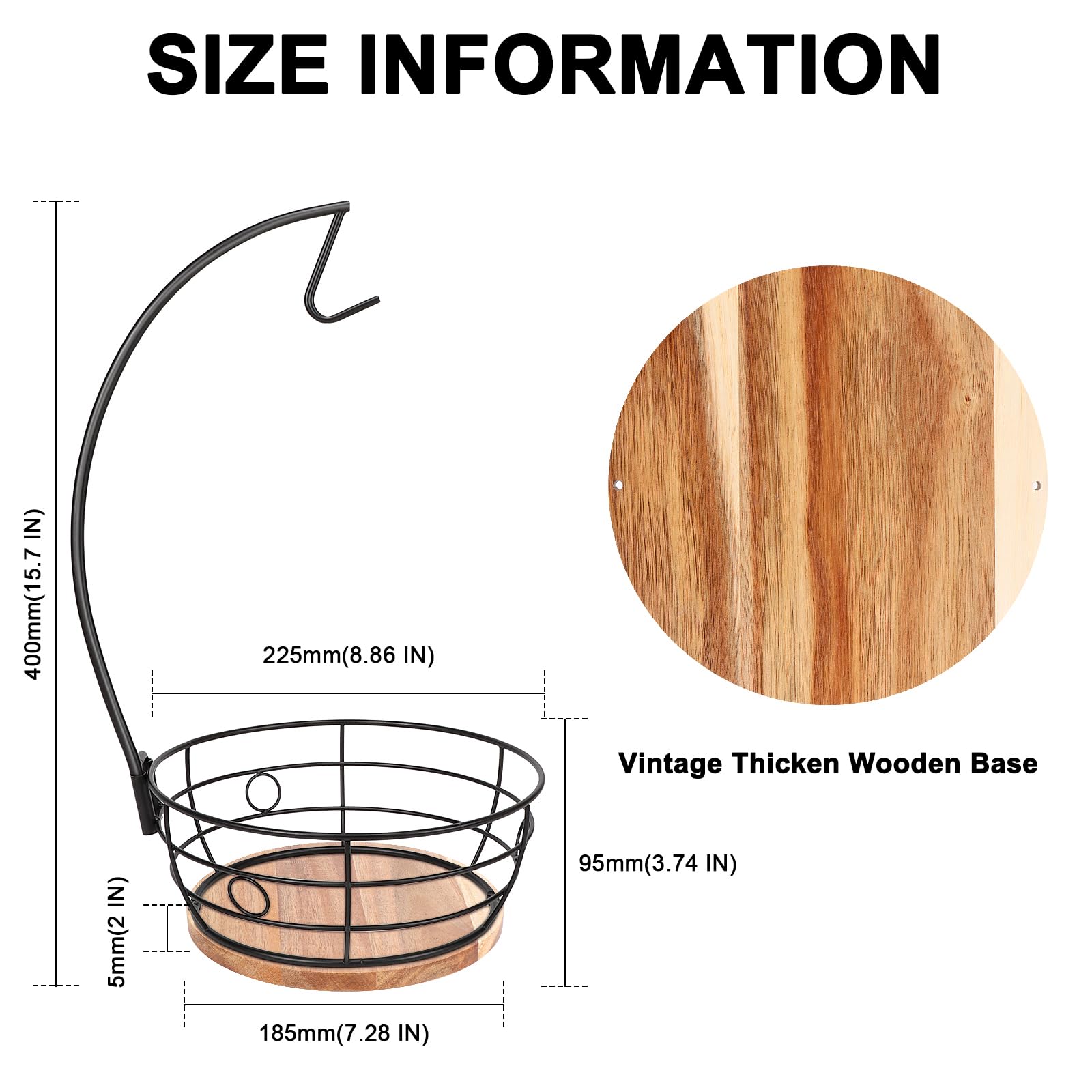 Livabber round wood base standing unit offers stability for fruit on the counter.