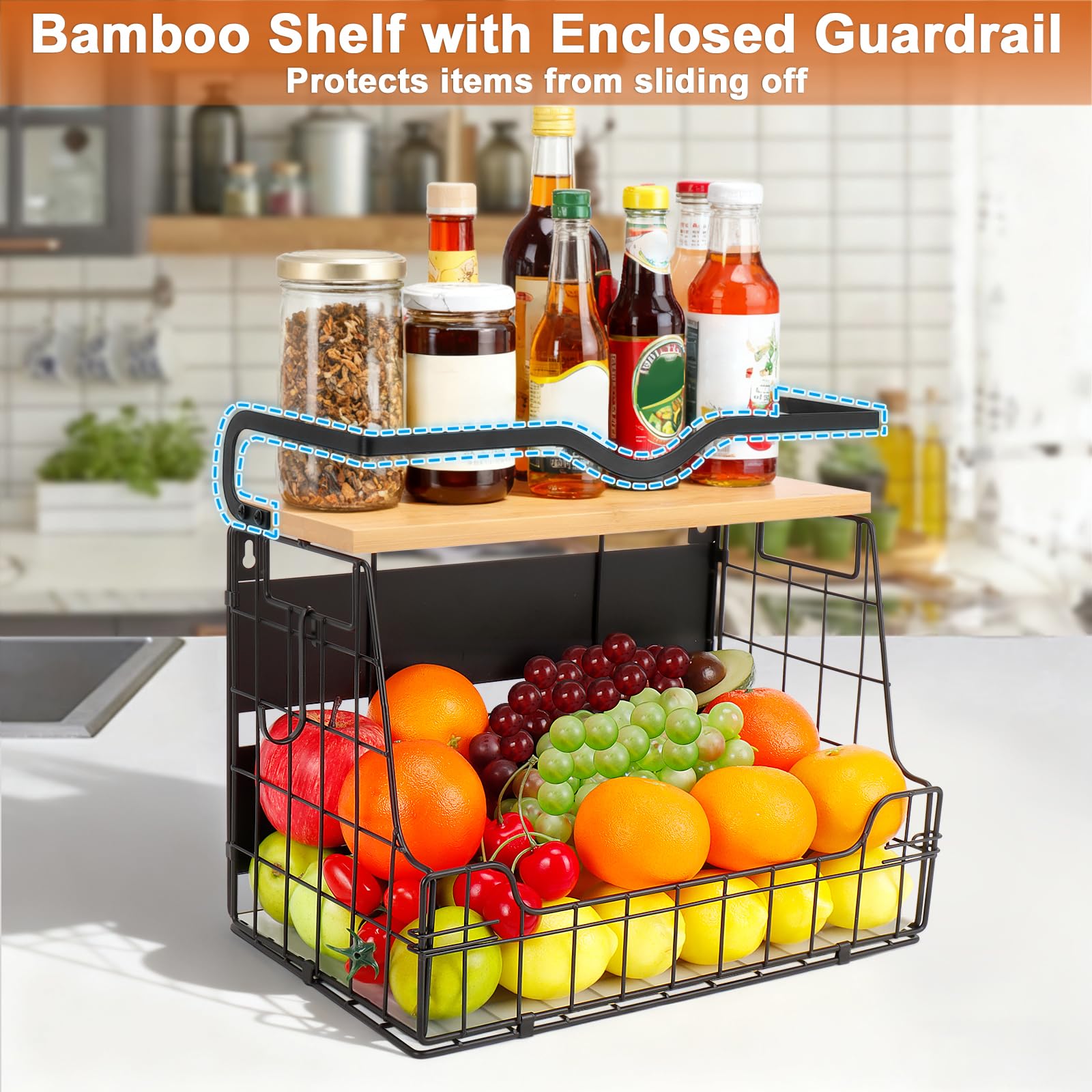 Livabber spices snacks condiments rack keeps pantry items neatly separated