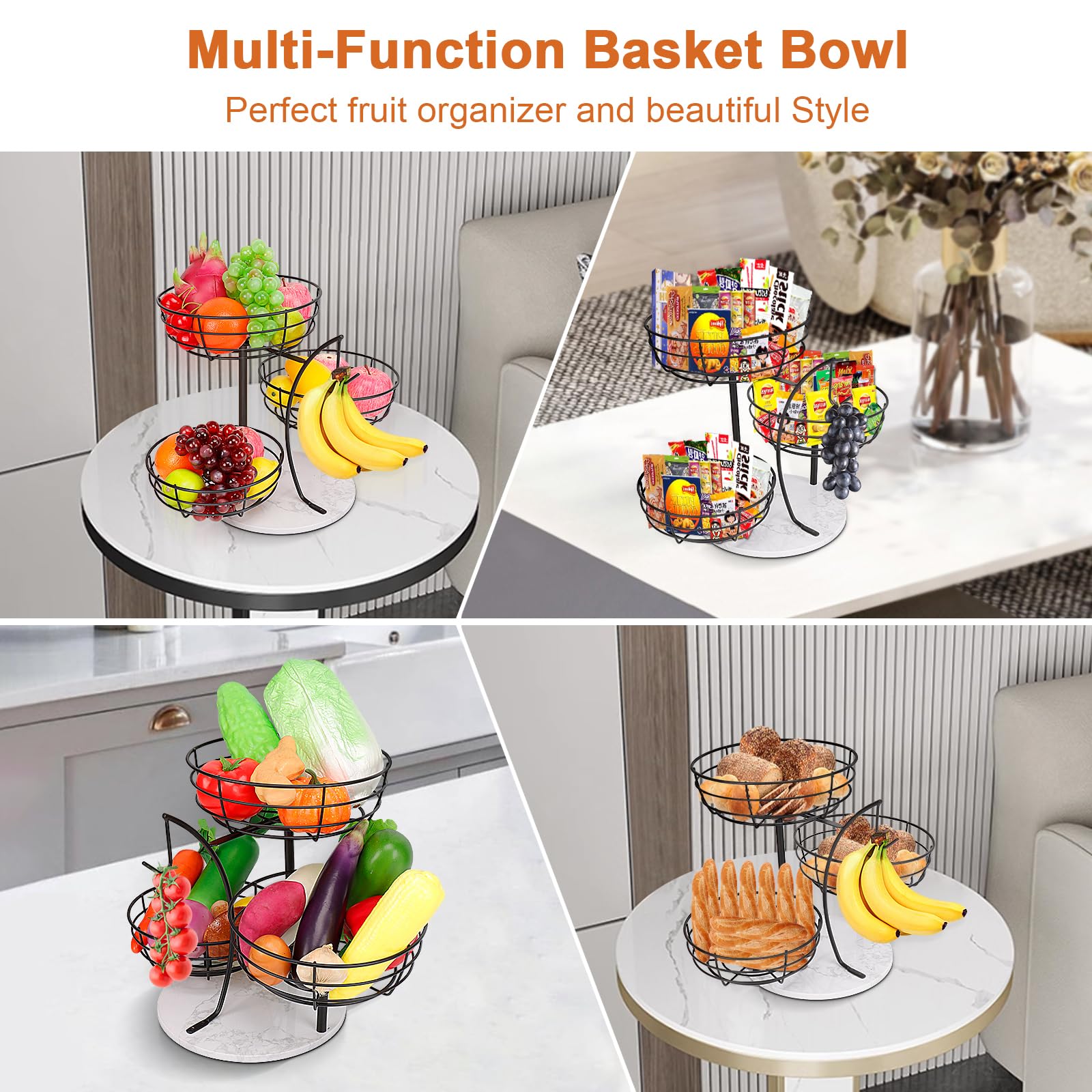Livabber bread and snacks can be stored within the lower tiers.