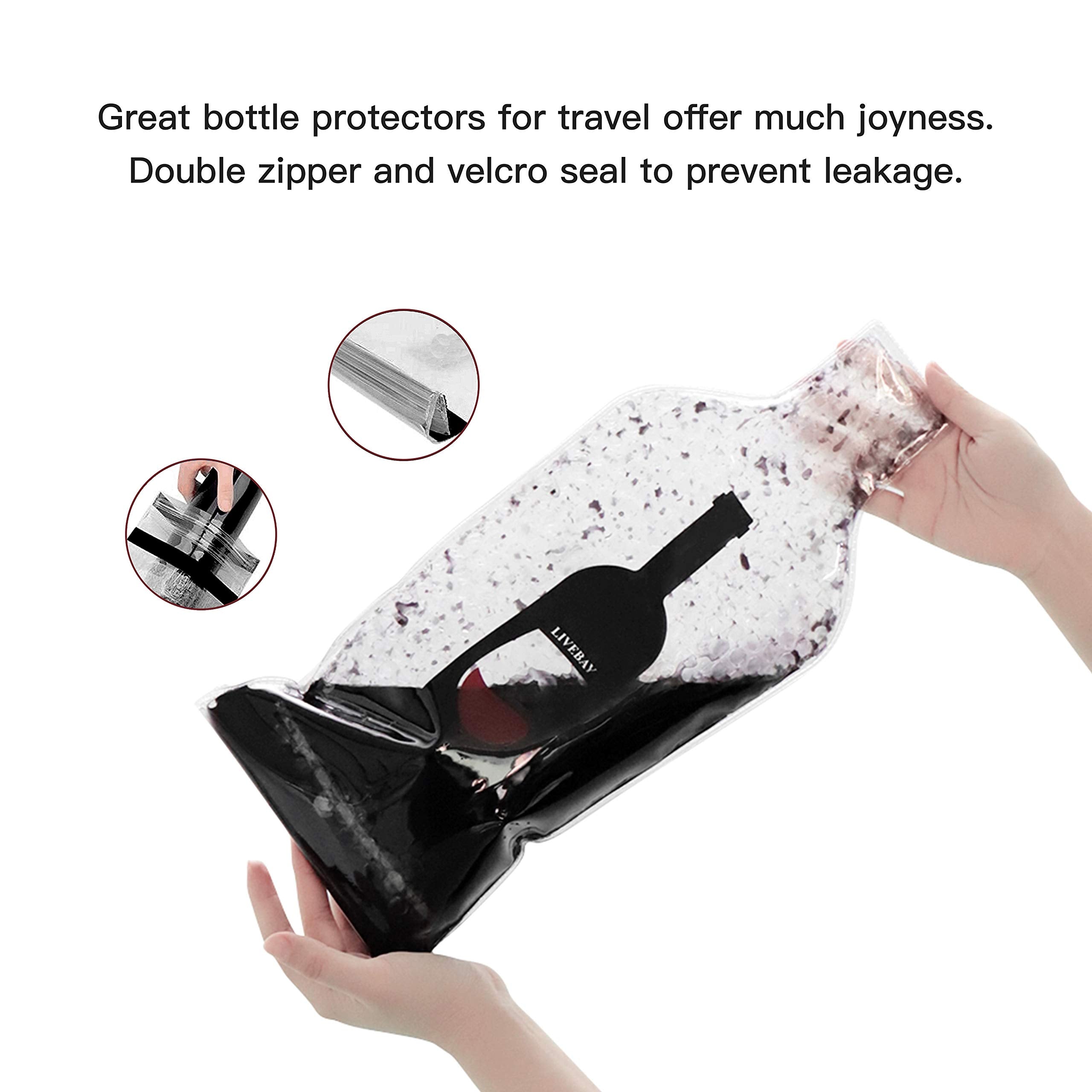 LIVEBAY wine bottle bag with leakproof bubble padding cushions delicate glassware.