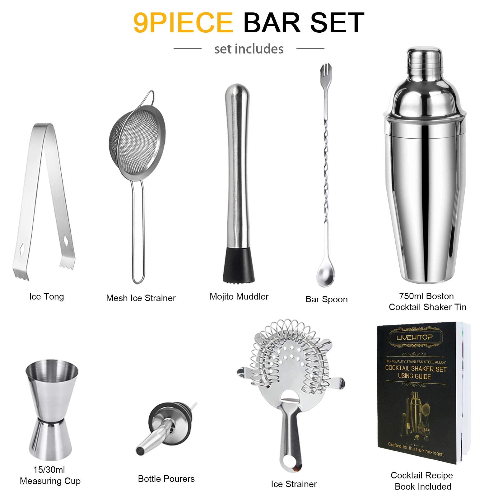 LIVEHITOP bar spoon for precise stirring and layering flavors