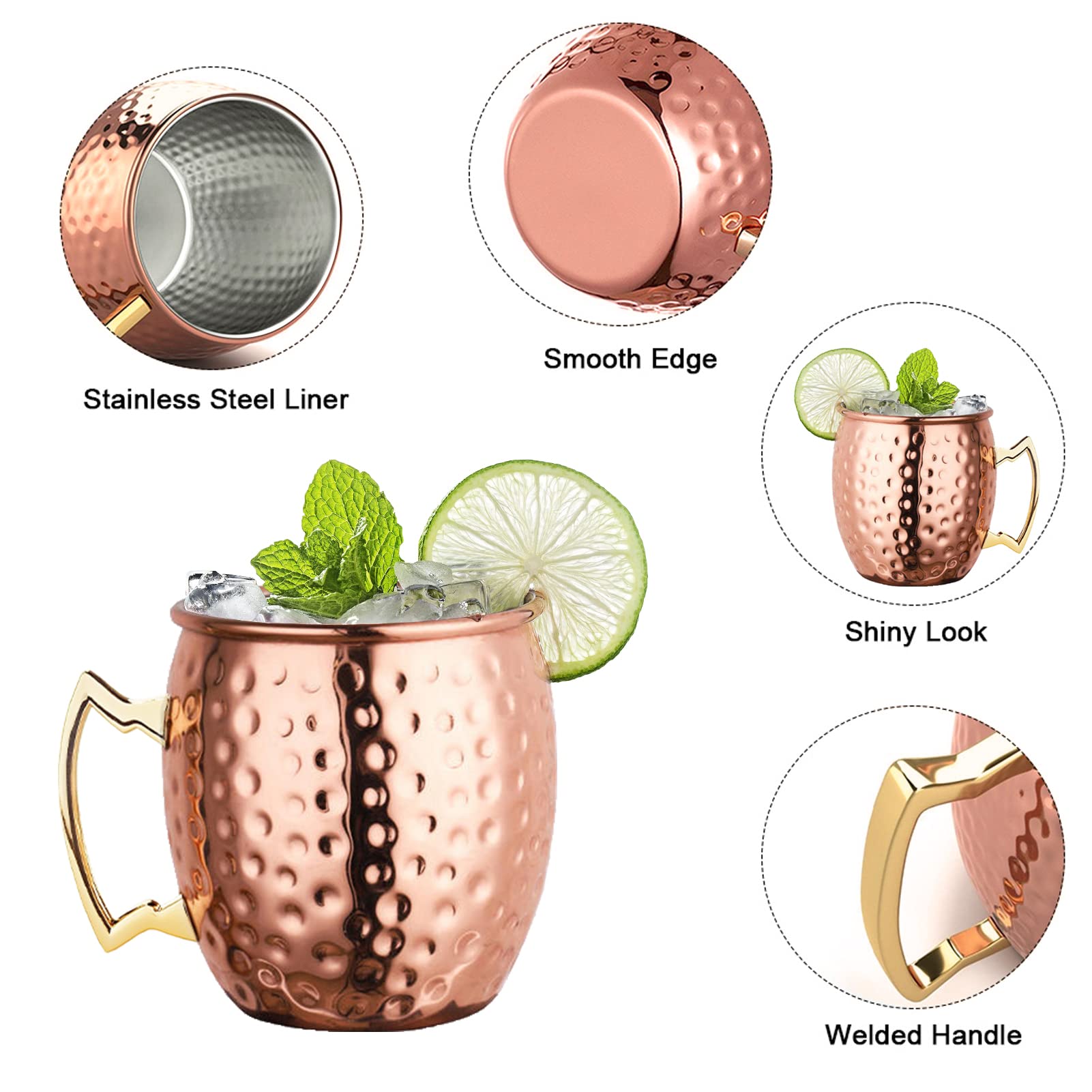 LIVEHITOP vintage design Moscow Mule cups highlight luxury style for gatherings.
