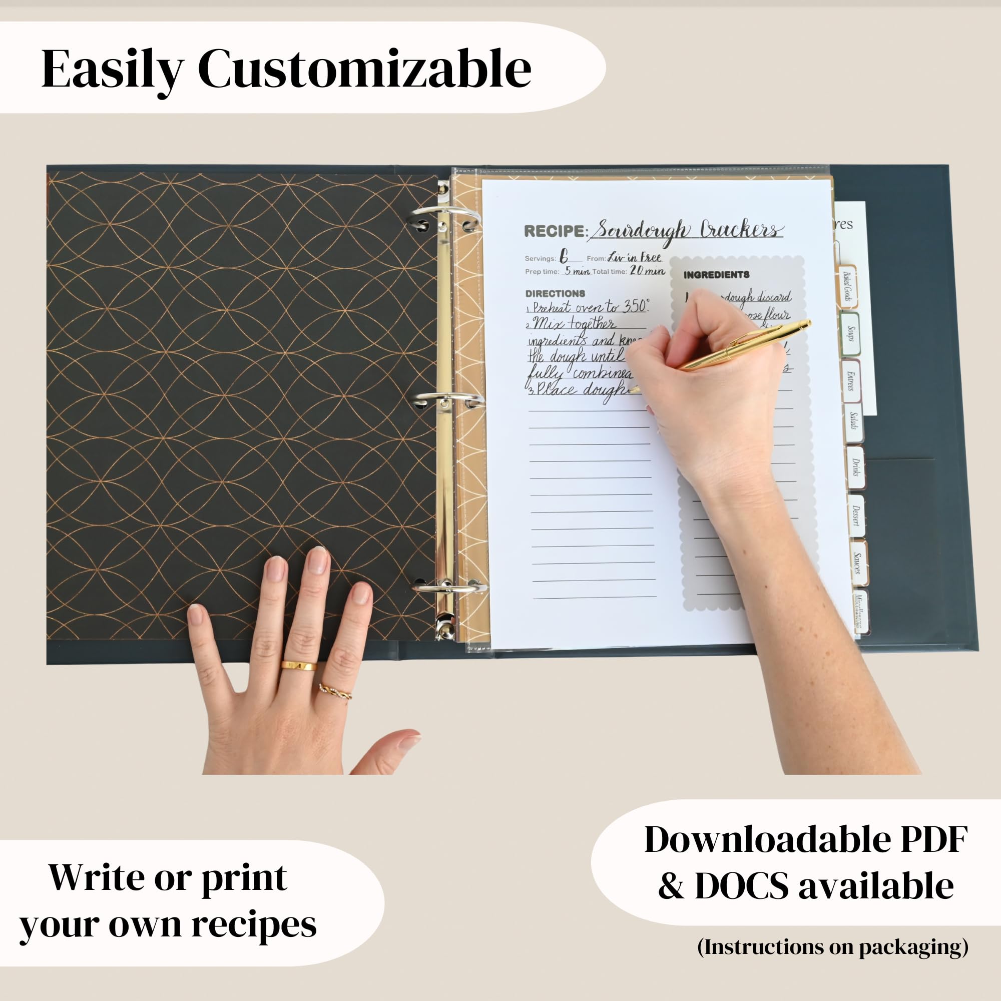 Liv'in Free 8.5x11 blank recipe sheets for customization